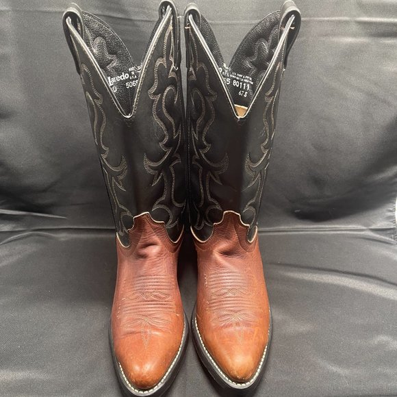 Vintage Laredo Brown and Black Leather Boots style 5065 Size 7.5D main image 7
